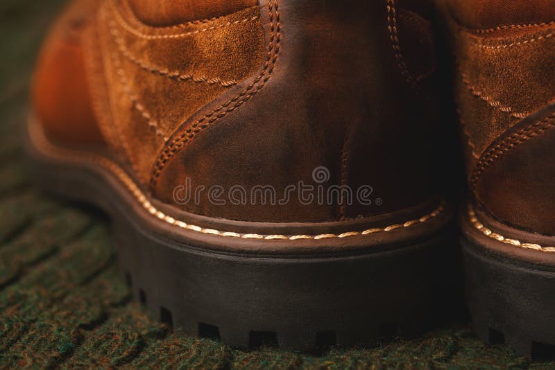 Men Fashion Legs In Blue Jeans And Brown Leather Boots Stock Image ...