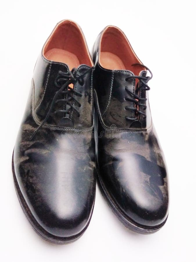 Leather Shoes that are Not Clean because of Dust. Stock Image Image