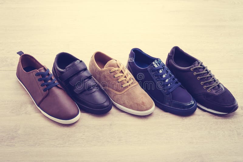 Leather Shoes on Wooden Background Stock Photo - Image of wear, formal ...