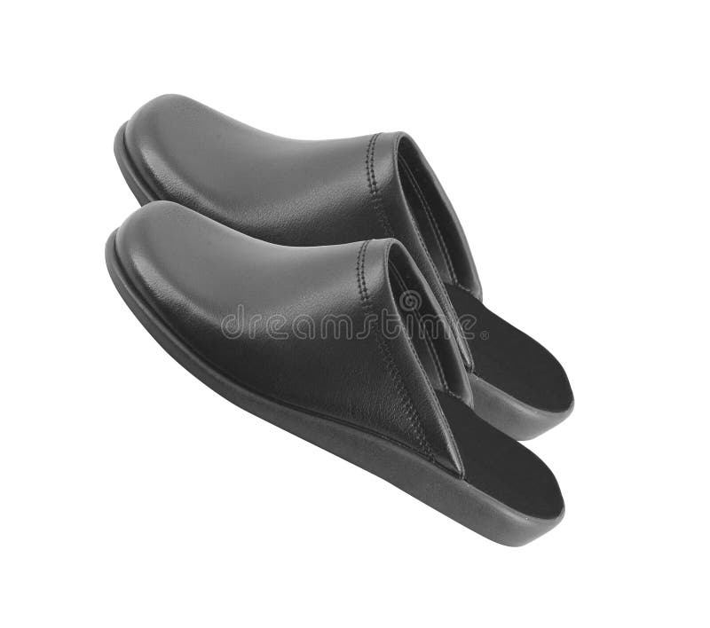 Leather Slippers Isolated on the White Stock Image Image of slippers