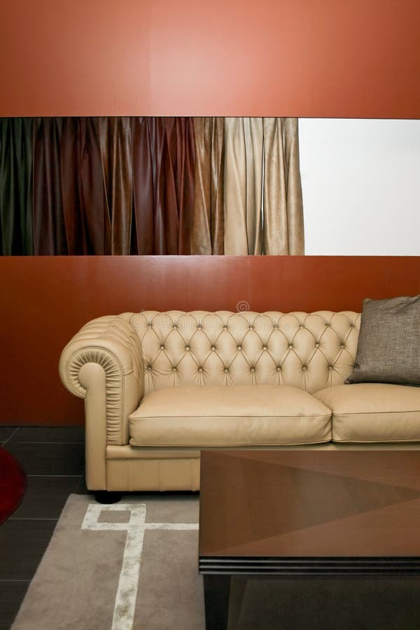 Red leather sofa stock photo. Image of furniture, studio 8313196