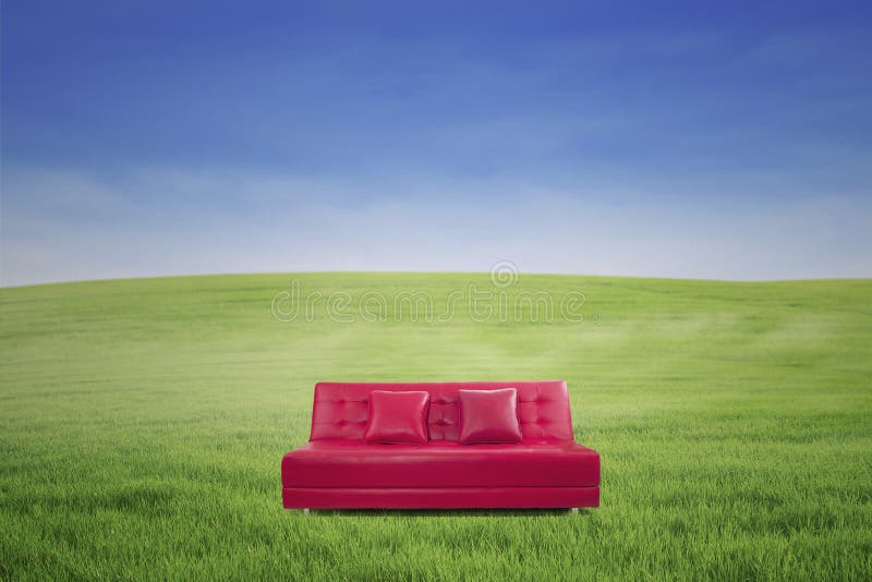 Leather sofa outdoor stock photo. Image of horizon, land 32211272
