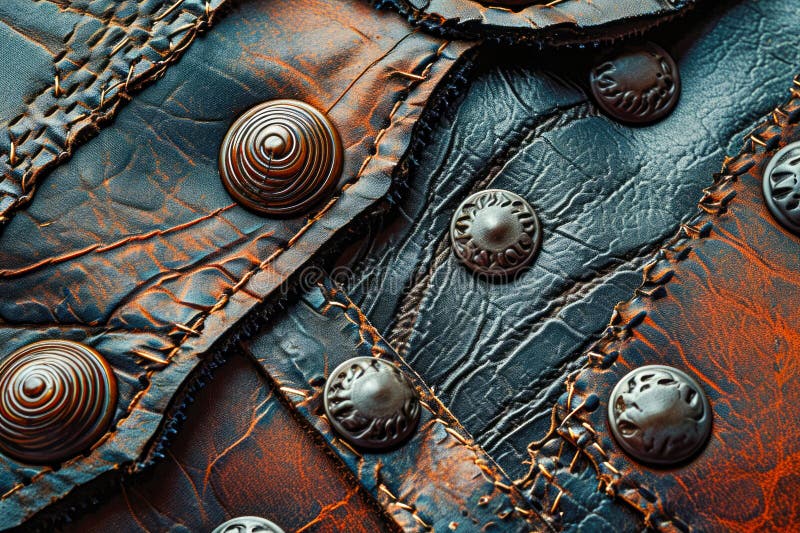 Leather Texture with Cracks and Buttons Stock Illustration