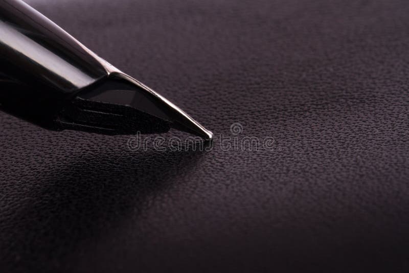 Leather Texture And Fountain Pen Stock Image - Image of style, surface