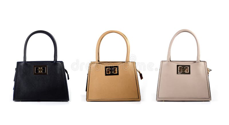 Group of women leather handbags isolated on white background. Group of women leather handbags isolated on white background