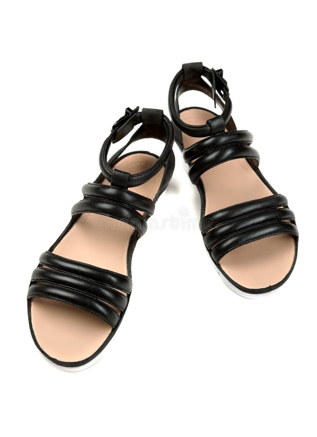 Leather womens sandals. Isolate on white