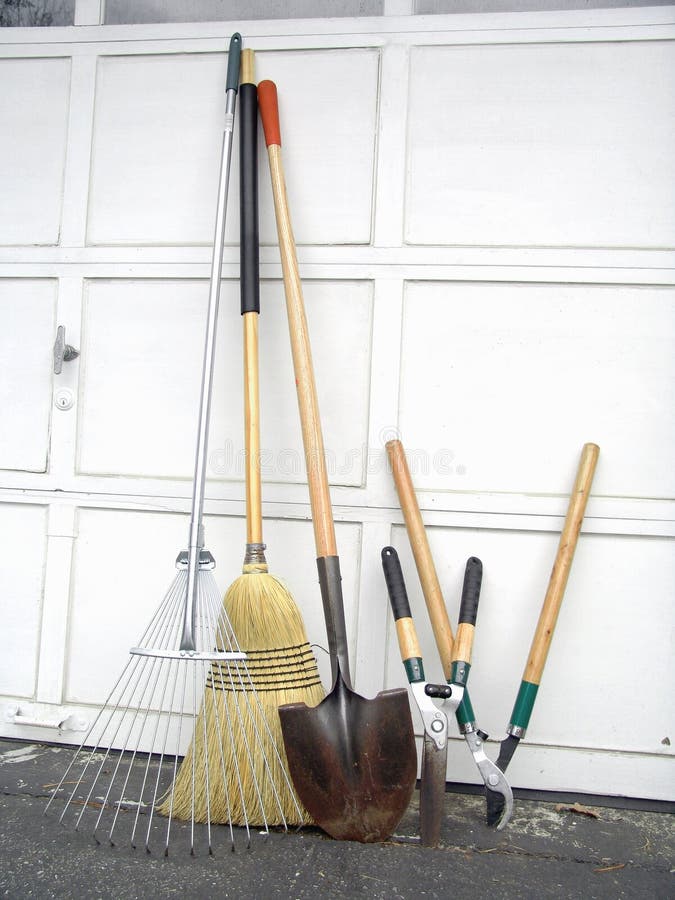 Leave Rake, Lopper, Hedge Shear, Scissors, Broom Stock Image Image of