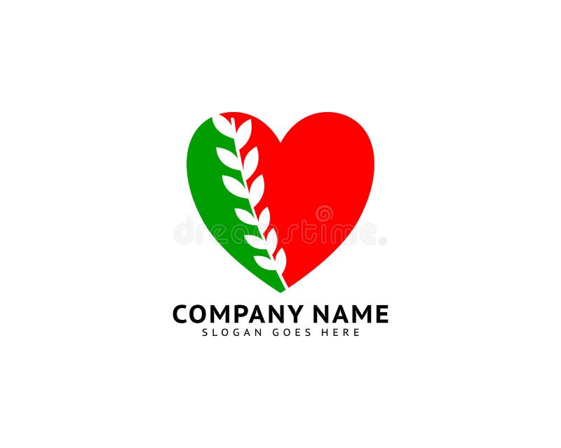 Leaves with love logo design template royalty free illustration