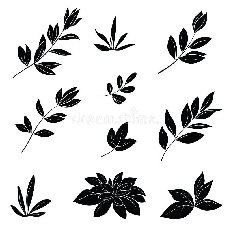 Leaves svarta silhouettes vektor illustrationer