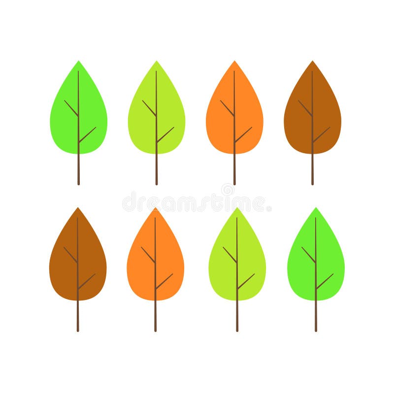 Leaves Of Trees Of Different Colors. Set Of Leaves Green, Yellow ...