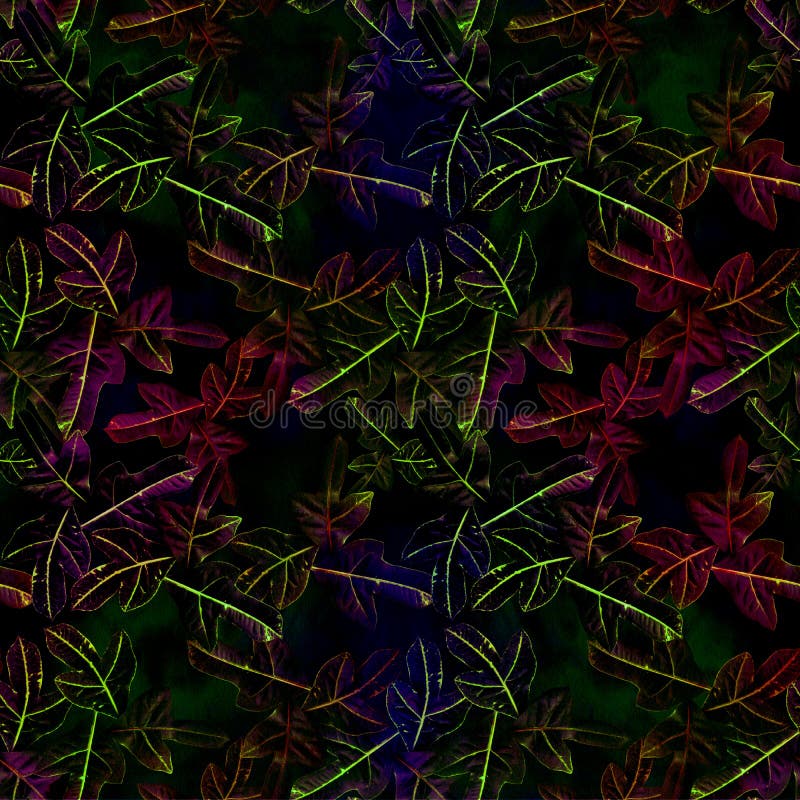 Leaves on a watercolor background, decorative composition with plant elements. Croton. Seamless pattern. Ecoprint. Use printed products, signs, posters, postcards, packaging. Illustration designation stock images, royalty-free photos and pictures