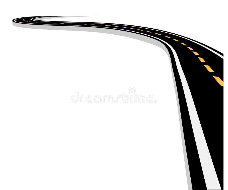Leaving The Highway Curved Road With Markings 3d Vector Illustration