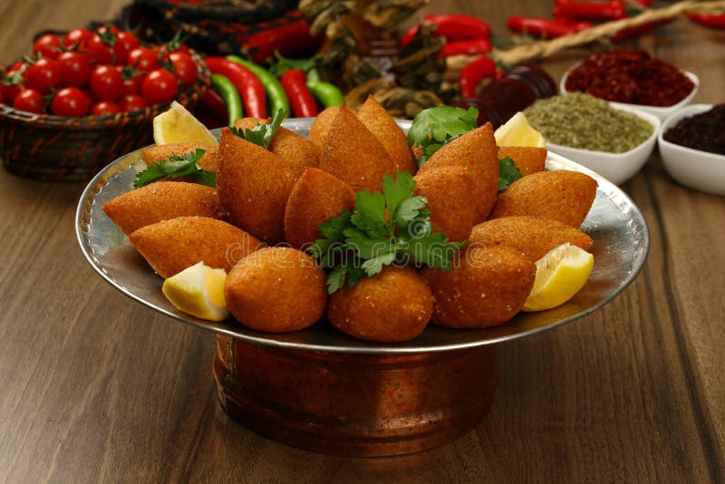 Lebanese Food of fried Kibe royalty free stock images Lebanese Food of fried Kibe royalty free stock images
