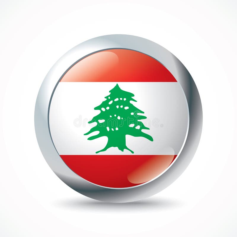 Lebanon flag button stock illustration