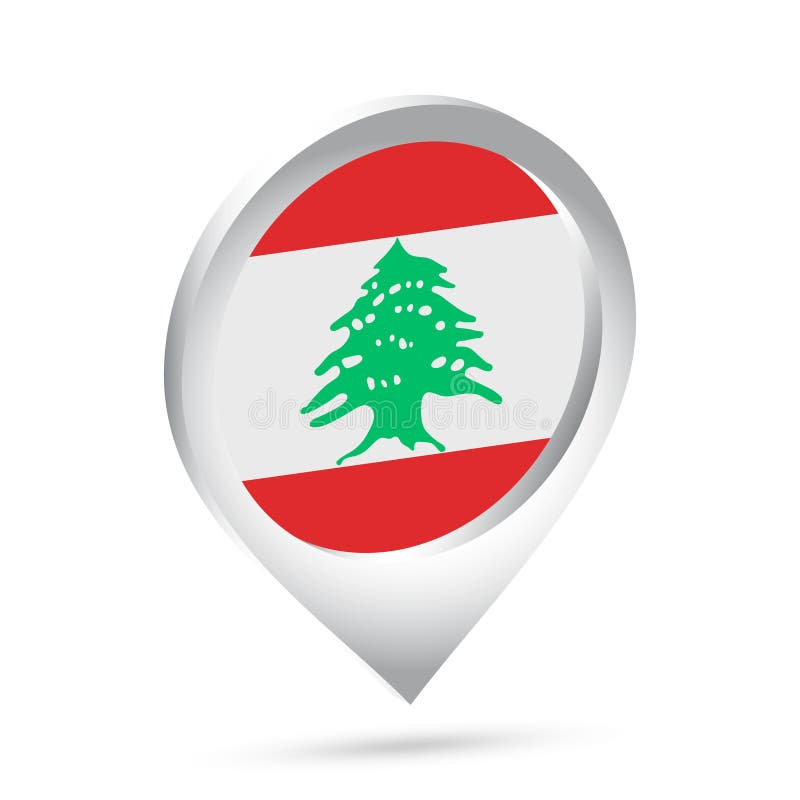 Lebanon flag 3d pin icon stock illustration