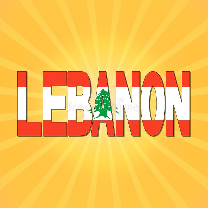 Lebanon flag text with sunburst illustration royalty free illustration