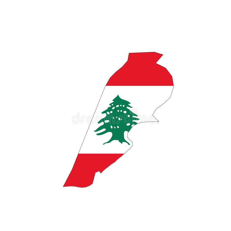 Lebanon National Flag in a Shape of Country Map Stock Vector ...