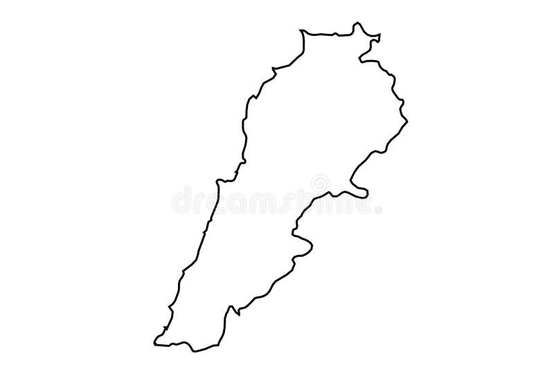 Lebanon Outline Map State Shape Country Borders Stock Vector