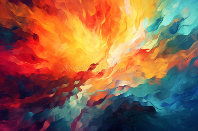 Lebendige abstrakte digitale Kunst mit gewelltem Muster und feurigen Farben stockbilder