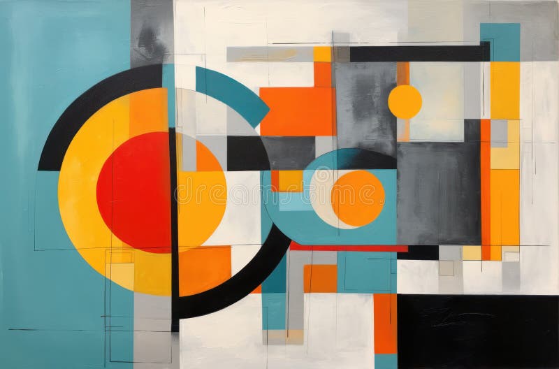 Lebendiges abstraktes Bild mit geometrischen Formen in Komposition. generative Hilfe stockbild