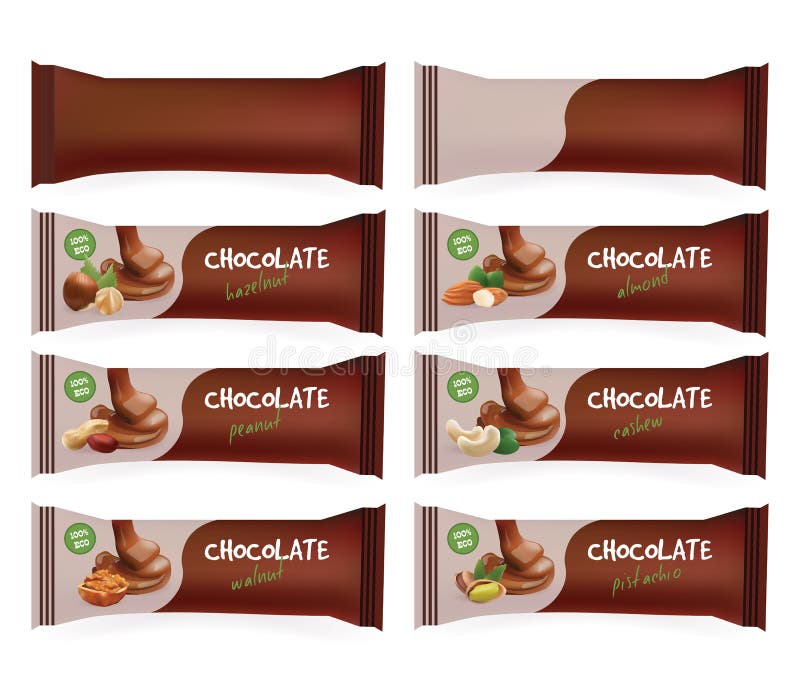 Lebensmittel-Verpackung Vektor-Brown-freien Raumes für Keks, Oblate, Bonbons, Schokoriegel, Schokoriegel, Snäcke Konzept für Gast