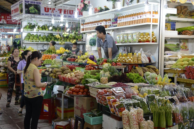 Lebensmittelmarkt Vietnams Saigon lizenzfreies stockbild Lebensmittelmarkt Vietnams Saigon lizenzfreies stockbild