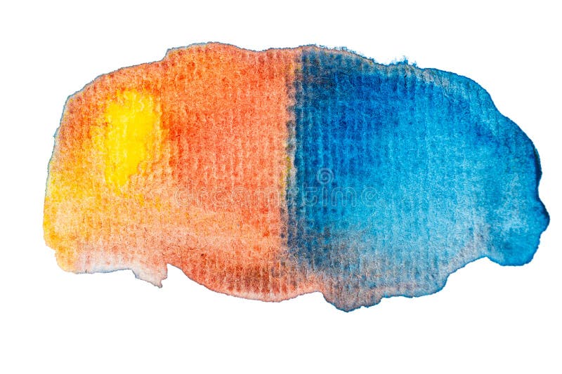 Lebhafte abstrakte Aquarellkunst in Blau- und Orangetönen, die Licht und Textur einfangen lizenzfreies stockfoto