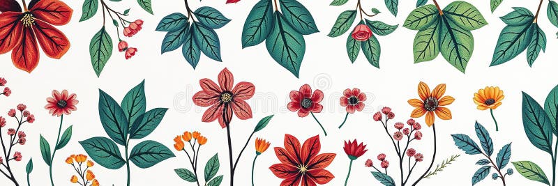 Lebhafte botanische Ausdrucke Eine AIGenerated Symphony of Color and Pattern on a Textured Canvas A Dynamic Artistic vektor abbildung