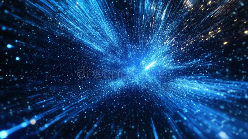 Lebhafte 3D-Animation entfaltet sich mit mesmerisierenden blauen Lichteffekten lizenzfreie abbildung