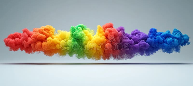 Lebhafte Explosion bunten abstrakten Rauchs in Regenbogengradienten, isoliert auf weißem Hintergrund, erzeugt durch Luft