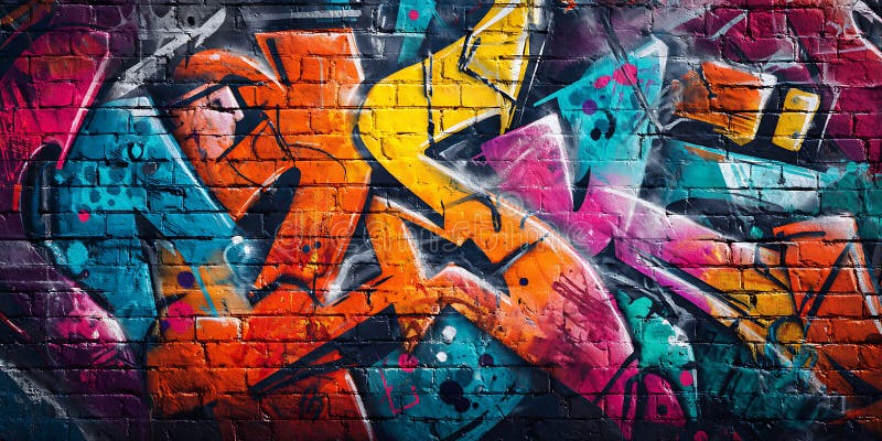 Lebhafte Graffiti Art farbenfrohe Brick Wall Textur vektor abbildung