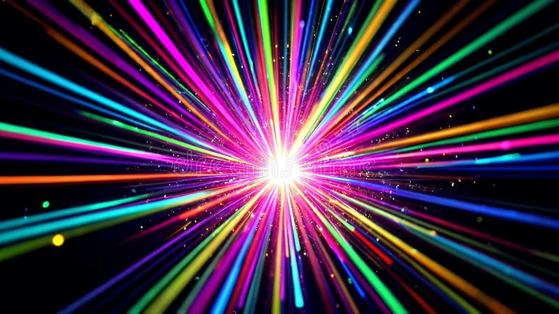 Lebhafte kosmische Lichtbrille Radial Rainbow Beams & Psychedelic Energy 4K Digitale Kunst vektor abbildung