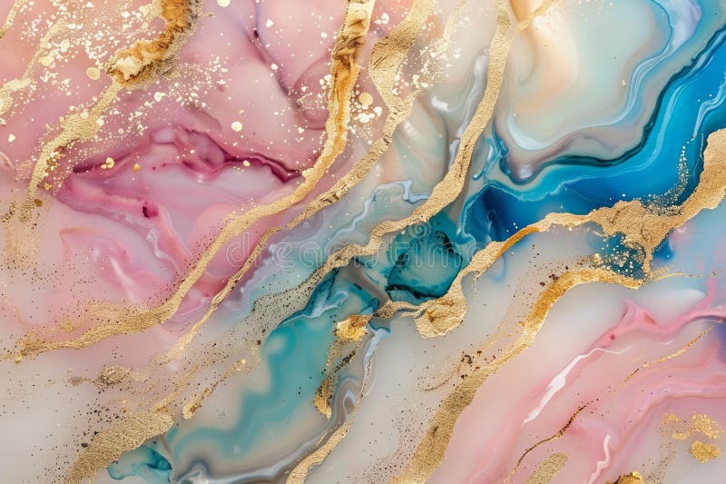 Lebhafte Marmorstruktur mit goldenen Akzenten. Neuronales Netzwerk AI generiert stockfoto