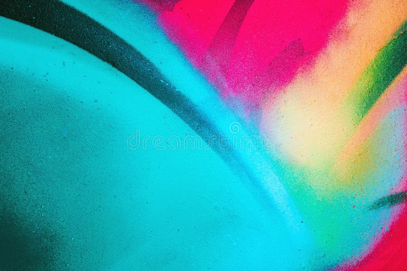 Lebhaftes abstraktes Spray Paint Texture in Cyan Magenta Yellow für Urban 90er Stil stockfoto