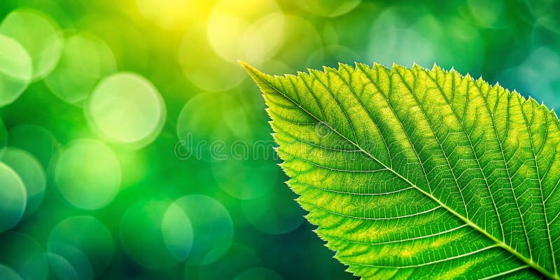 Lebhaftes grünes Leaf CloseUp atemberaubendes Panorama Natur Hintergrund Ideal für Website-Headers Social Media Posts und Print stock abbildung