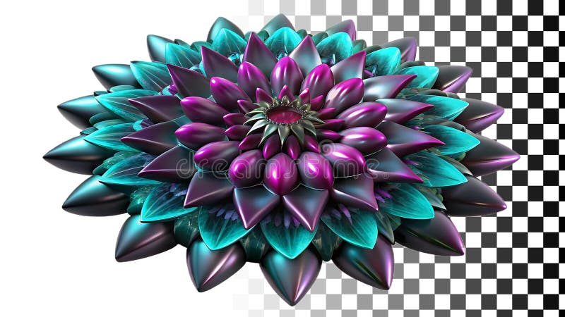 Lebhaftes violettes und teales Blumendesign abstract dahlia Grafik PNG transparentes Bild Generative AI lizenzfreie abbildung