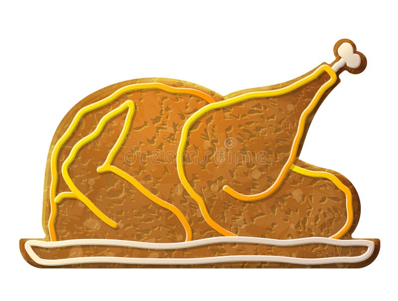 Lebkuchen gekochter Truthahn, Huhn verzierte farbige Zuckerglasur stock abbildung Lebkuchen gekochter Truthahn, Huhn verzierte farbige Zuckerglasur stock abbildung