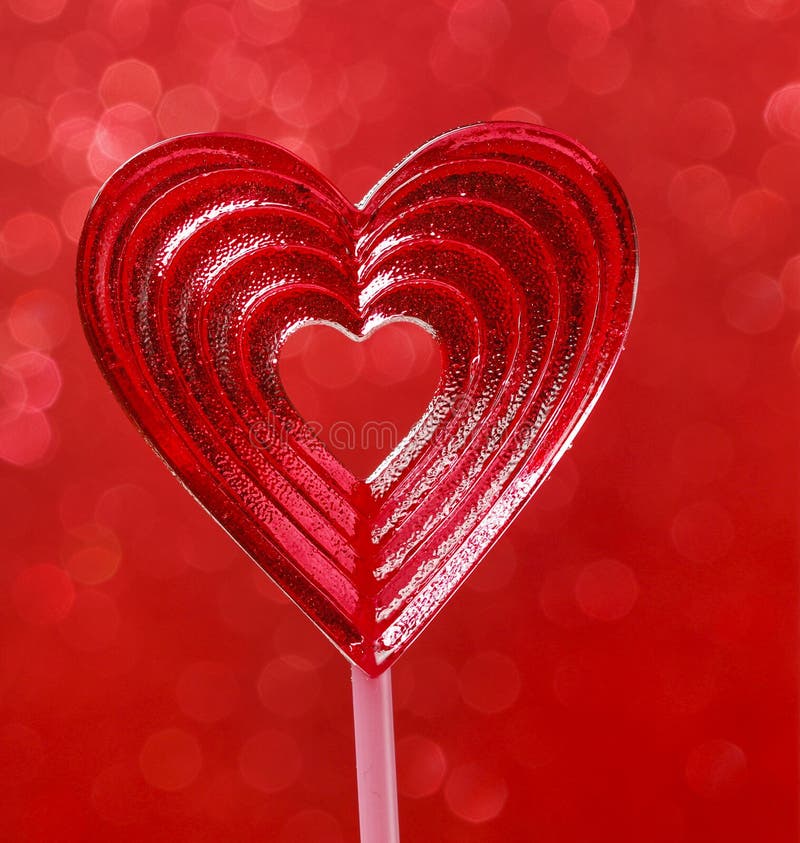 Lecca-lecca Rossa Adorabile Nella Forma Del Cuore. Simbolo Di Amore