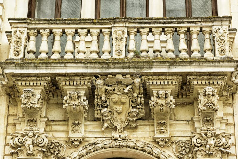 Lecce, seminário, detalhe de balcão fotografia de stock Lecce, seminário, detalhe de balcão fotografia de stock