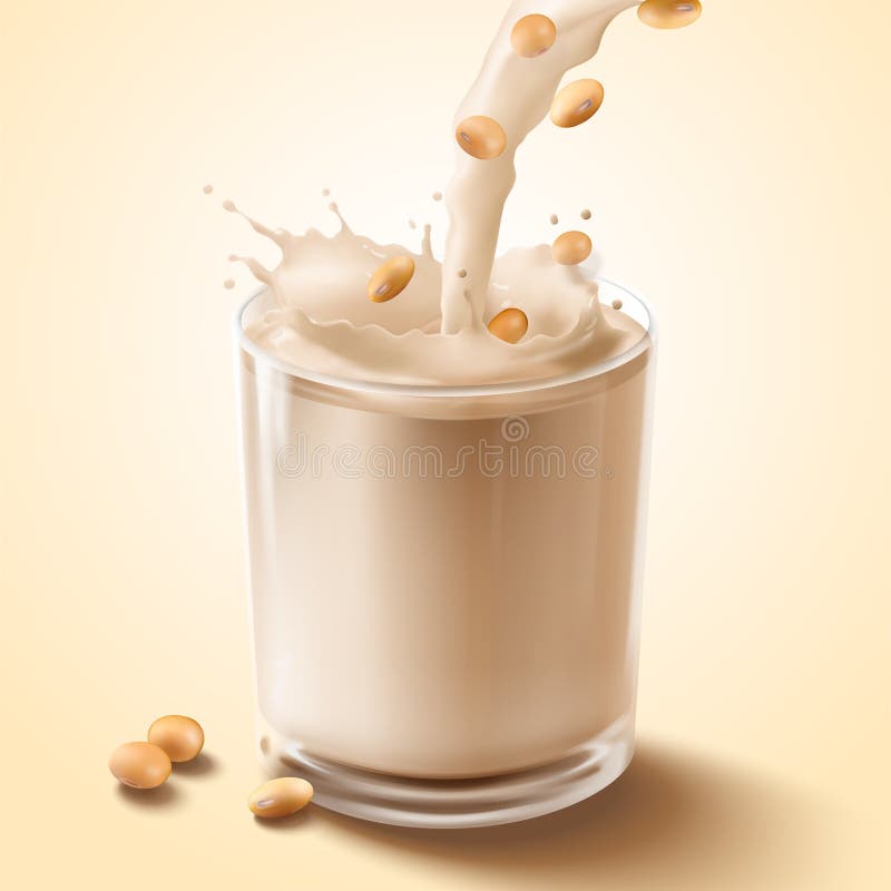 Leche de soja que vierte abajo stock de ilustración