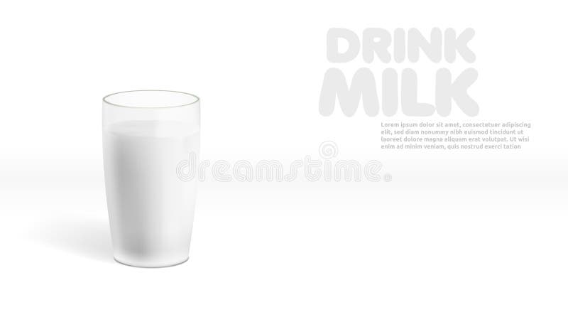 Leche realista en un vidrio con la sombra ilustración del vector Leche realista en un vidrio con la sombra ilustración del vector