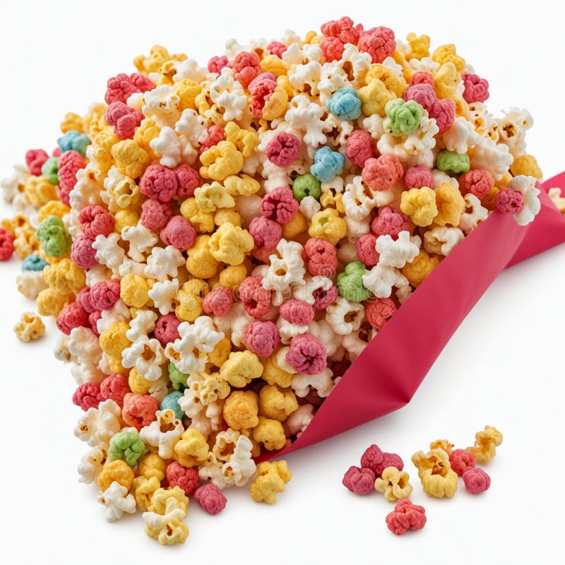 Leckeres fruchtiges Popcorn isoliert auf weißem Hintergrund vektor abbildung