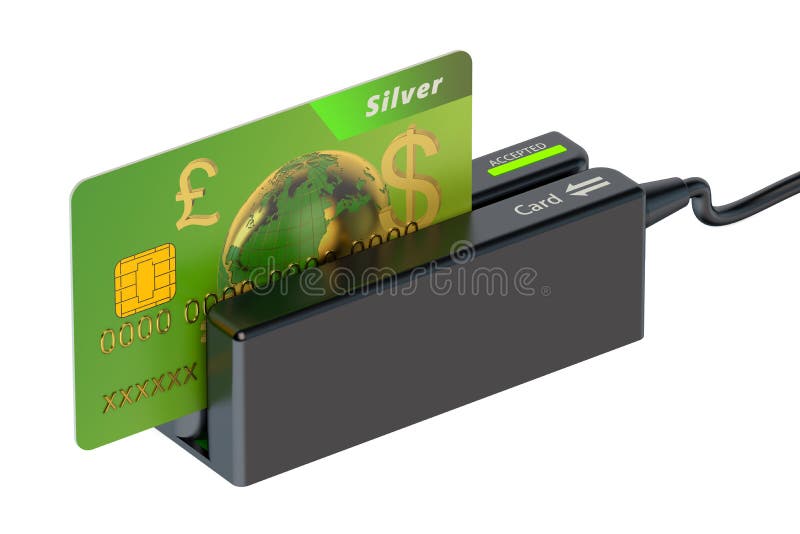 Lecteur de cartes avec la carte de crédit illustration stock Lecteur de cartes avec la carte de crédit illustration stock