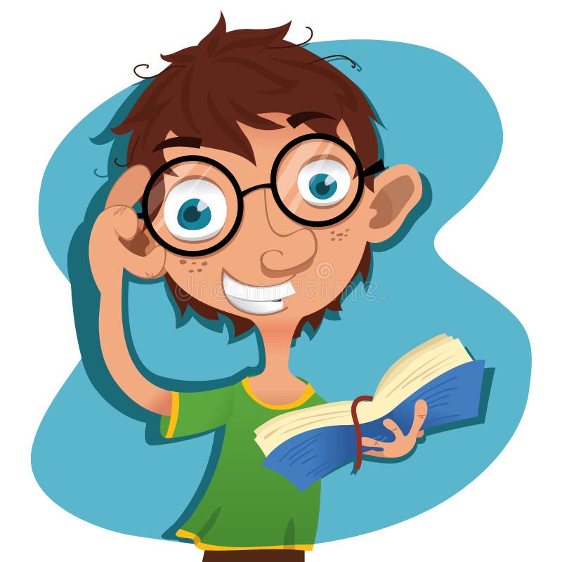 Lector de la sonrisa de los jóvenes stock de ilustración Lector de la sonrisa de los jóvenes stock de ilustración
