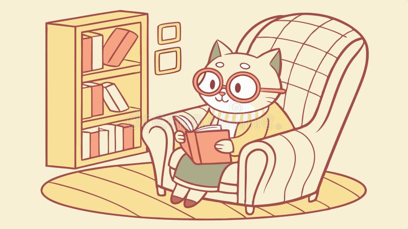 Lector de lectura Fox en sillón por chimenea para el diseño vectorial de la esquina de la lectura stock de ilustración
