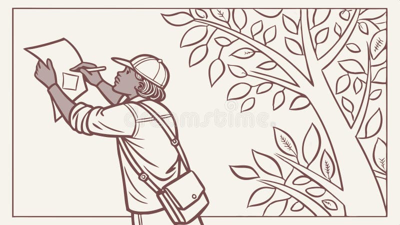 Lectura de persona bajo el diseño del vector de la escena de lectura al aire libre de árbol Generación de IA stock de ilustración