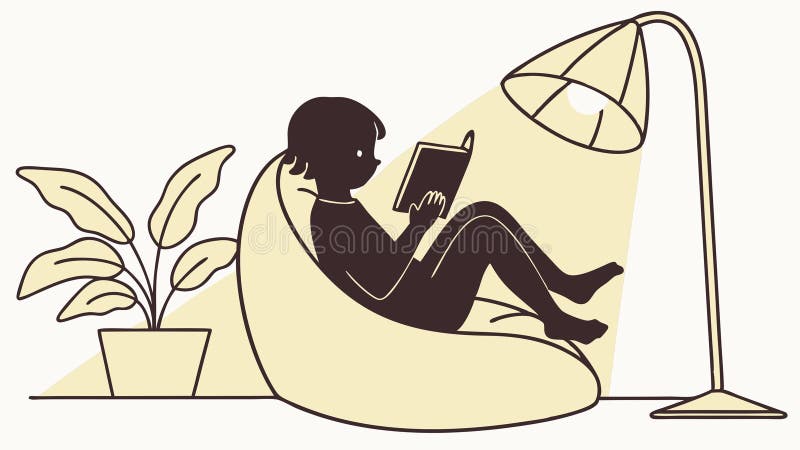 Lectura Persona Cómodamente Cómodo Relajación Diseño vectorial Generativo AI libre illustration