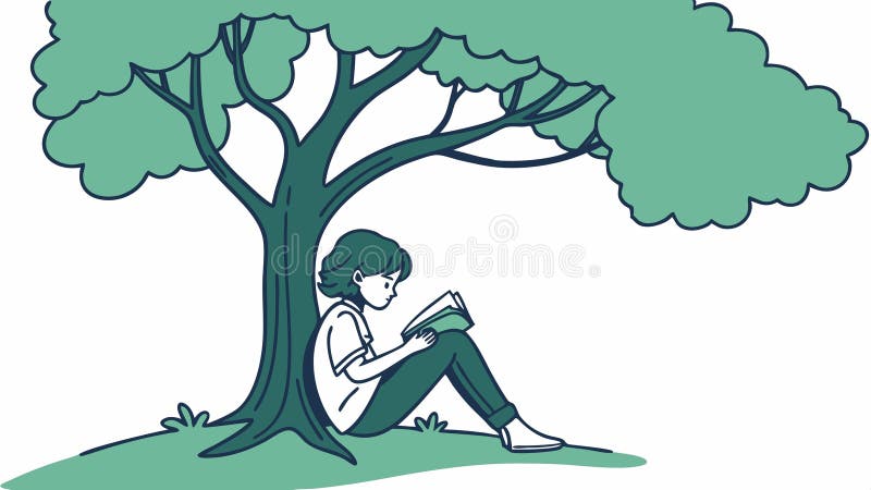 Lectura personal bajo diseño vectorial de ilustración de árbol Generación de IA libre illustration