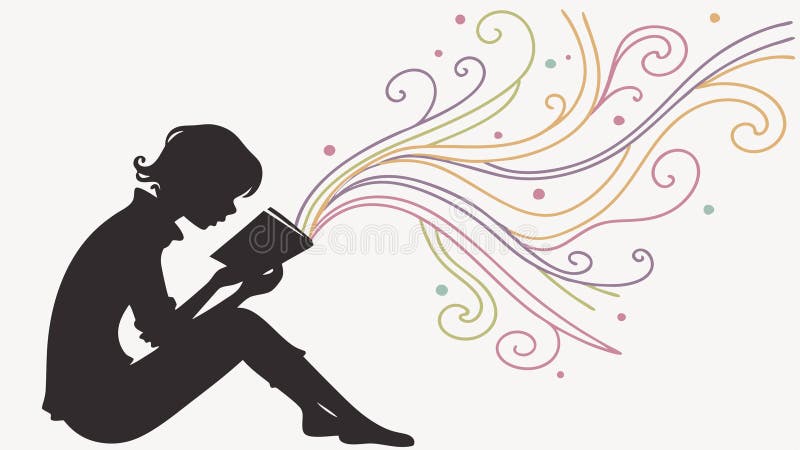 Lectura personal con diseño vectorial de líneas giratorias IA generativa stock de ilustración