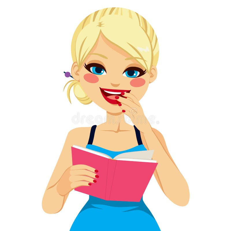 Lecture blonde de fille heureuse illustration de vecteur Lecture blonde de fille heureuse illustration de vecteur
